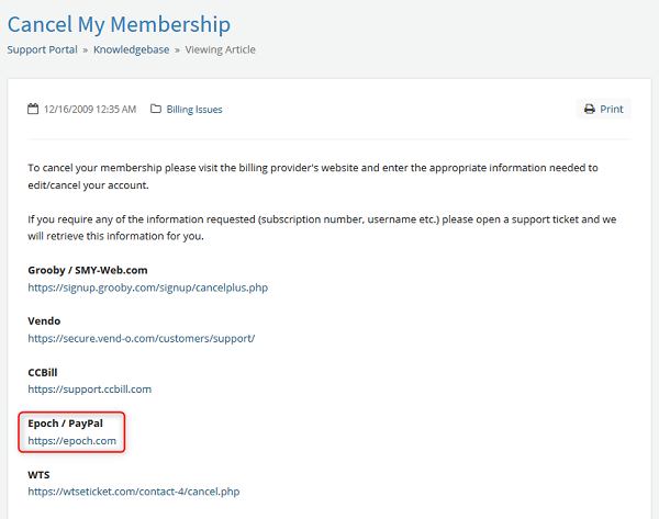 Cancel My Membership