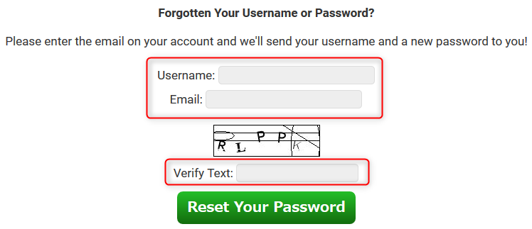 パスワード再発行ページ